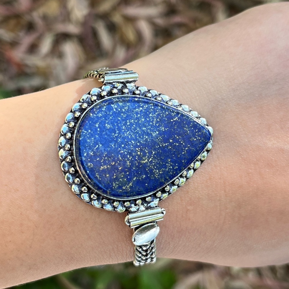925 silver‎ overlay lapis lazuli bracelet